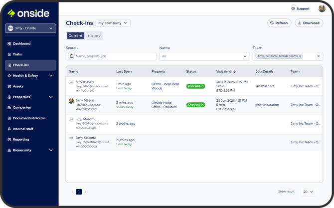 Check-in dash