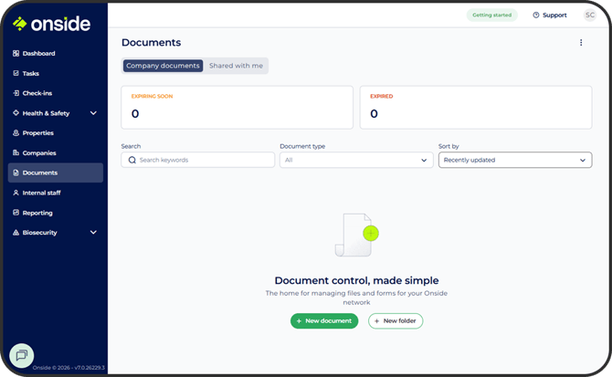 Documents page