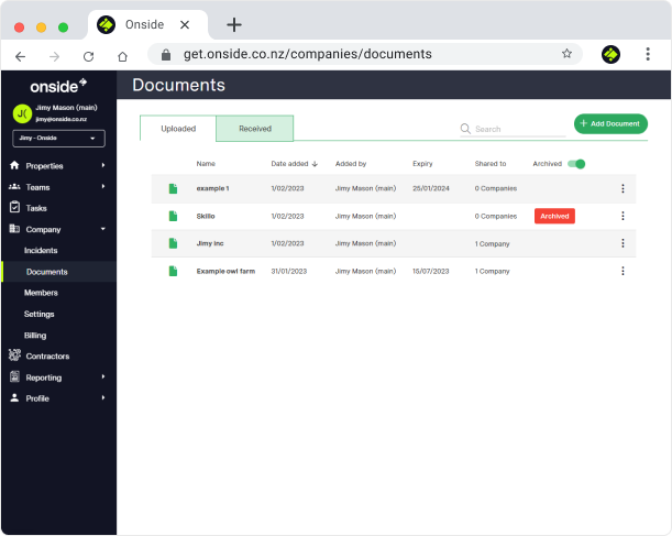 Can I keep documents in Onside?