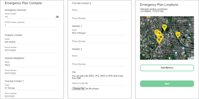Emergency plan details
