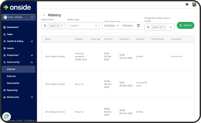 Team Locator history